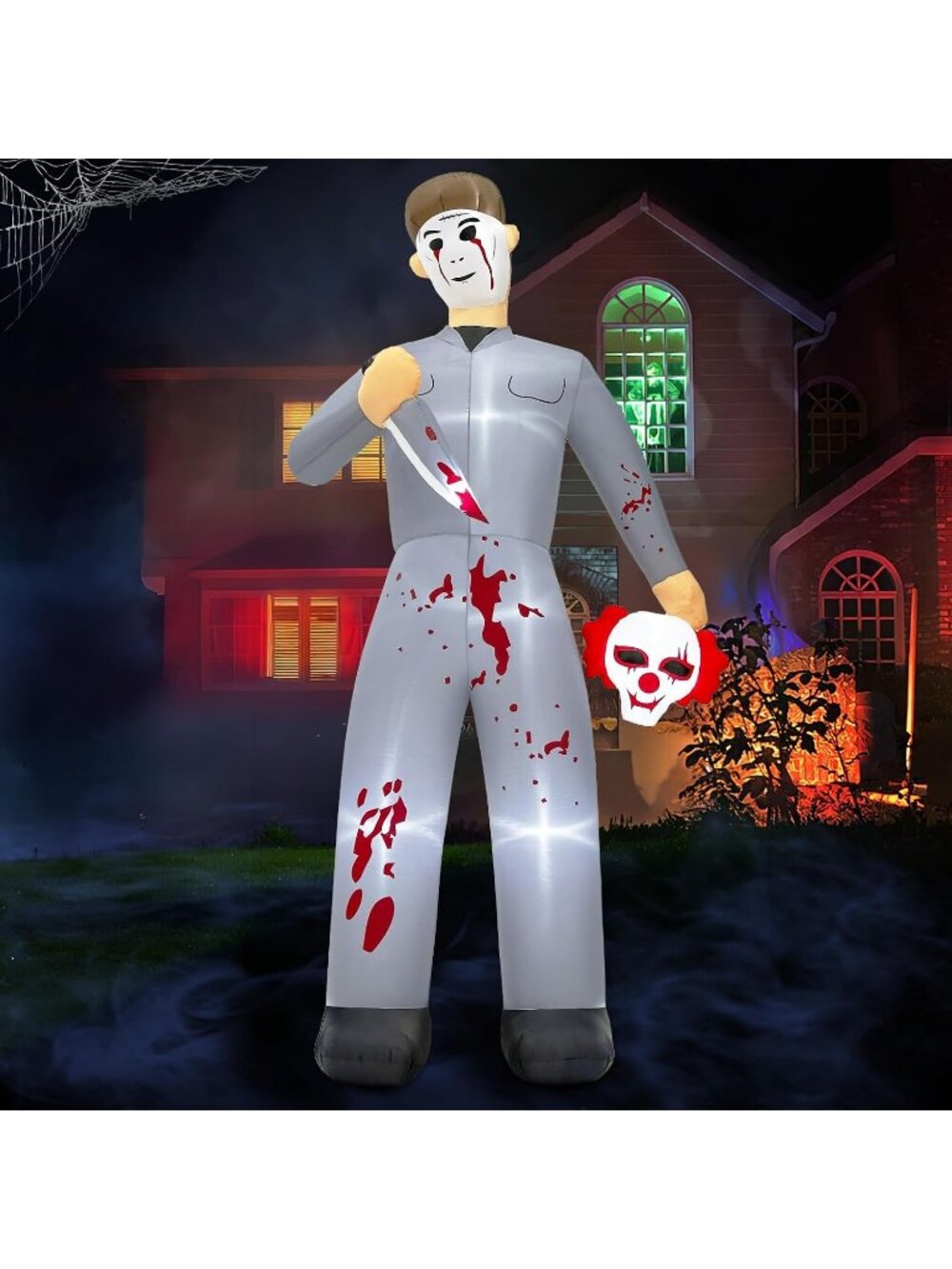 🎃10FT Halloween Inflatables Serial Killer With Lights Blow Up Yard Decorations